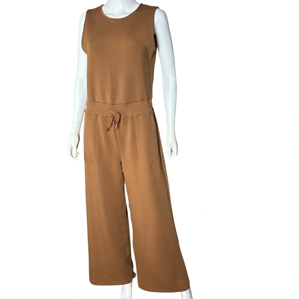 SPANX AirEssentials Wide-Leg Jumpsuit Cocoa Size M - Picture 1 of 3